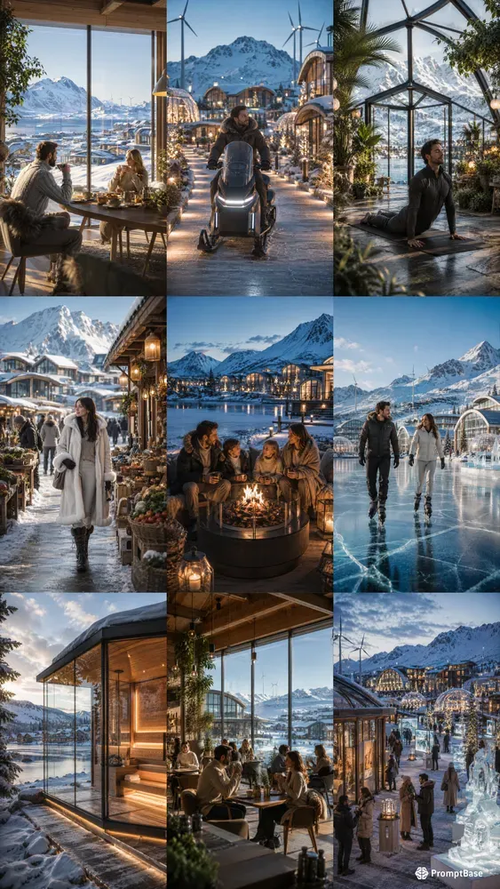 Solarpunk Utopian Arctic Village Lives