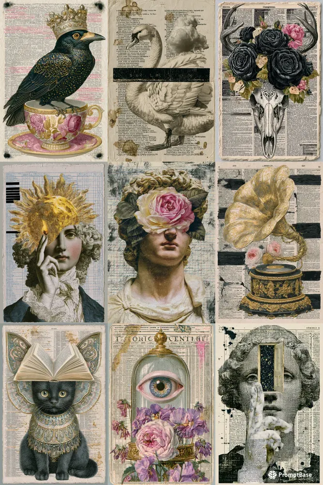 Gilded Manuscript Collage Art