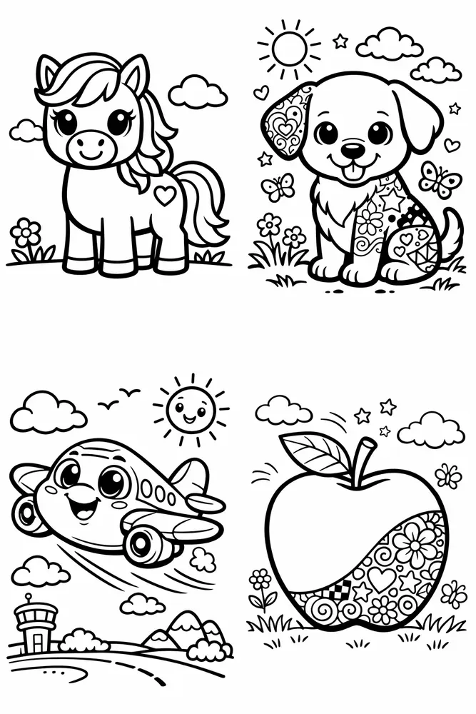 Kids Coloring Pages 3 Style Bundles