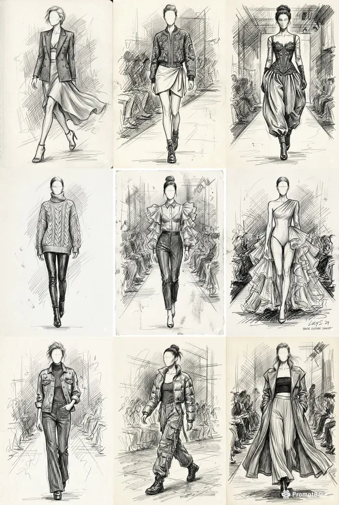 Couture Fashion Pencil Sketches