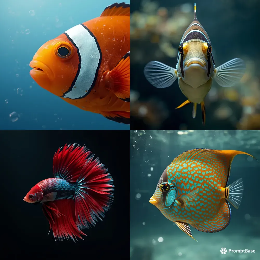 Hyperreal Tropical Fish Portraits