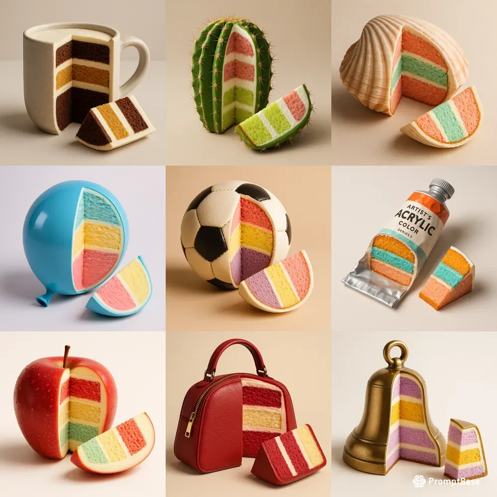 Sweet Core Slices Real Objects Cakes