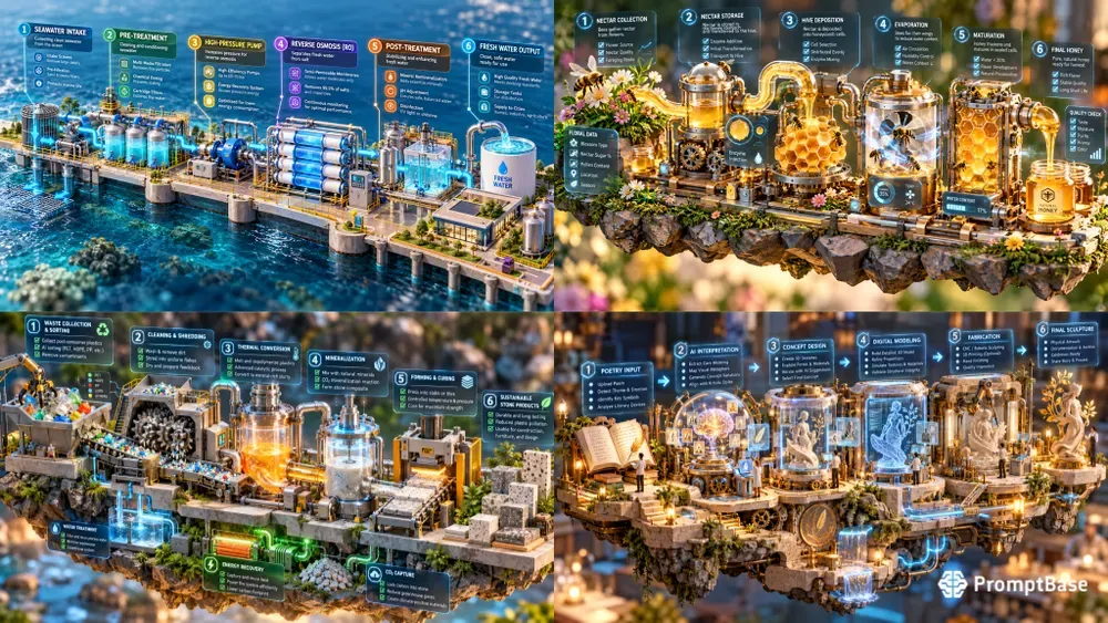 3D Isometric Process System Miniatures