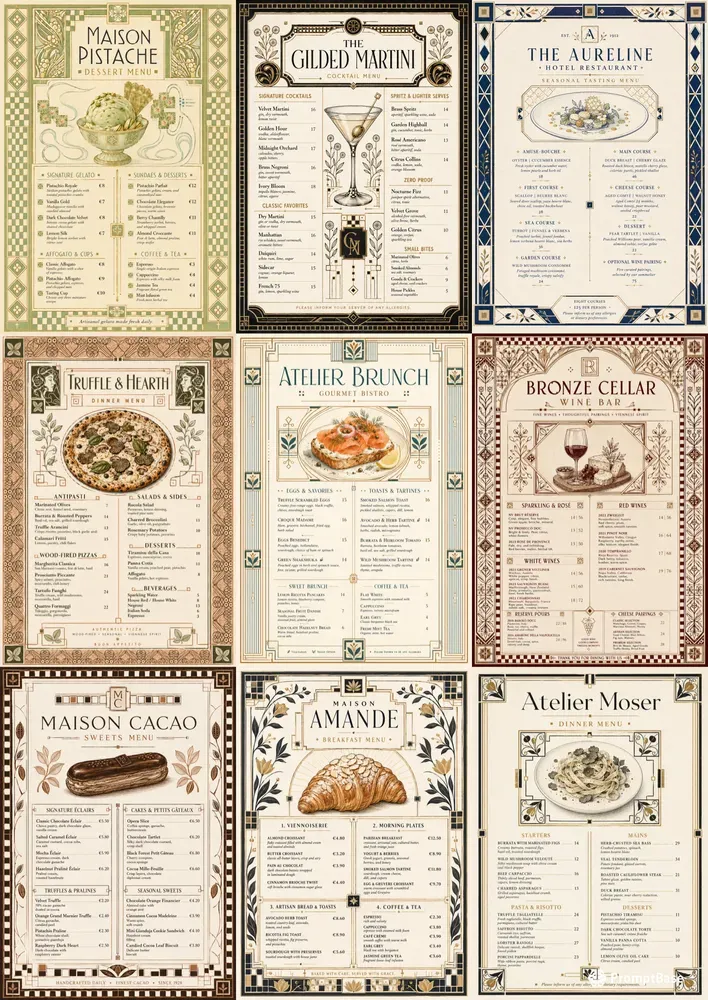 Geometric Boutique Food Menus