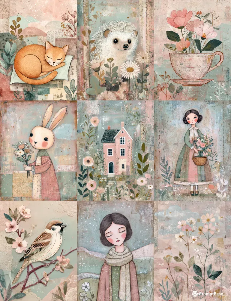 Soft Whimsical Folk Art Junk Journals