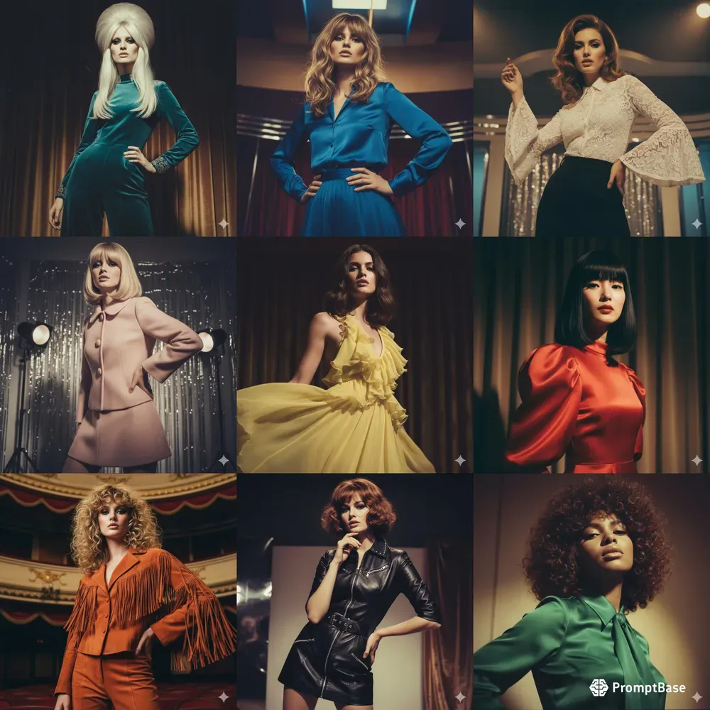 Vintage Glam Rock Model Fashion Photos