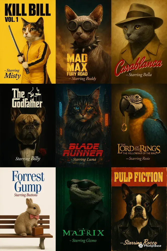 Your Pet As A Movie Star Cinematic Poses