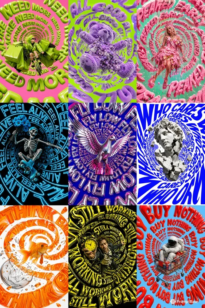 Kinetic Type Vortex Posters