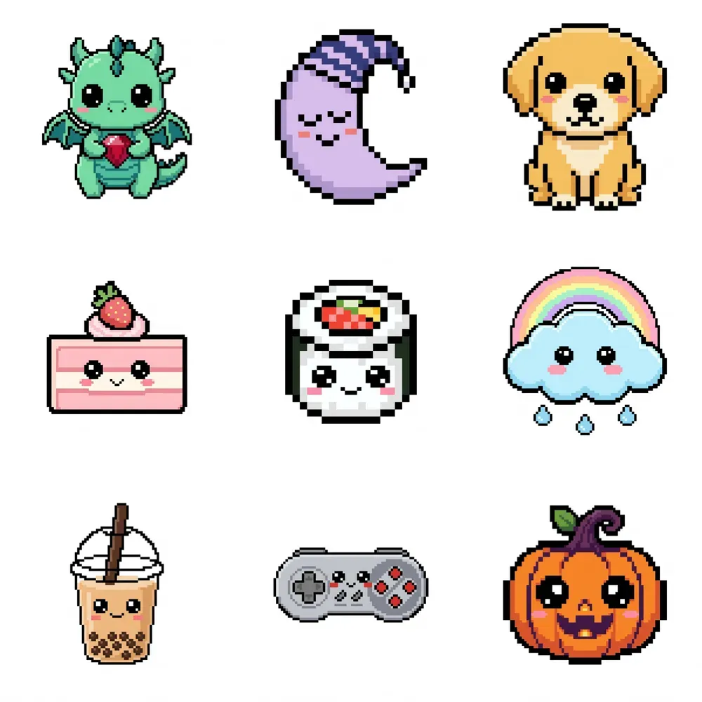 Pixel Cute Kawaii Cliparts