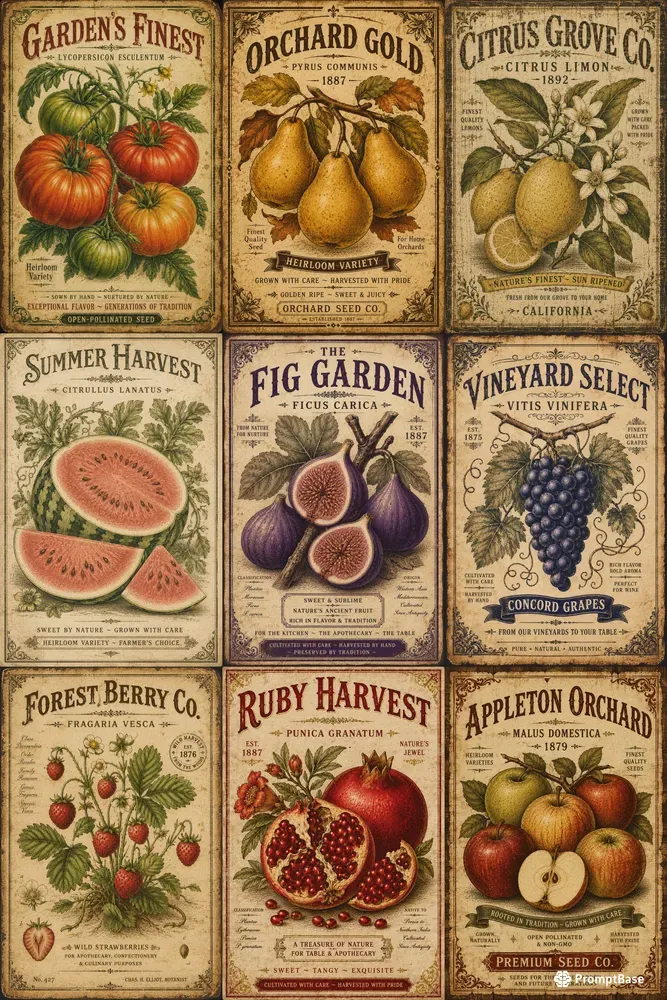 Vintage Botanical Fruit Art Prints