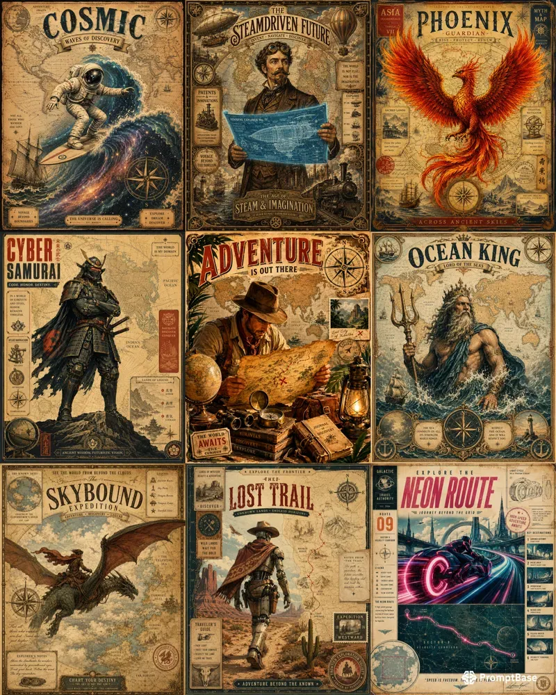 Vintage Travel Map Collages