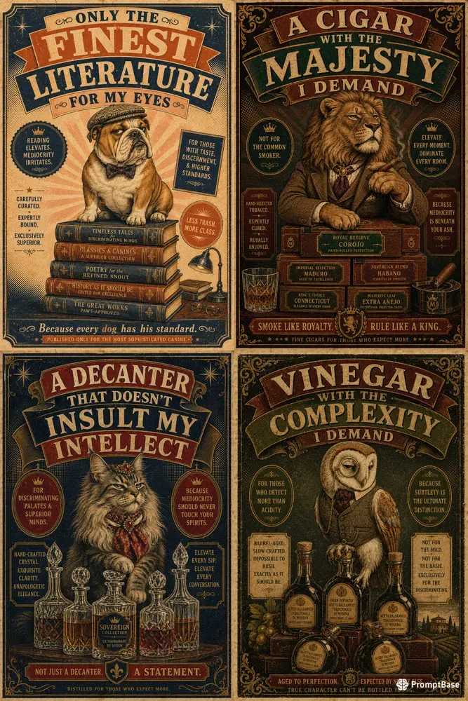 Vintage Sarcastic Animal Poster Designs