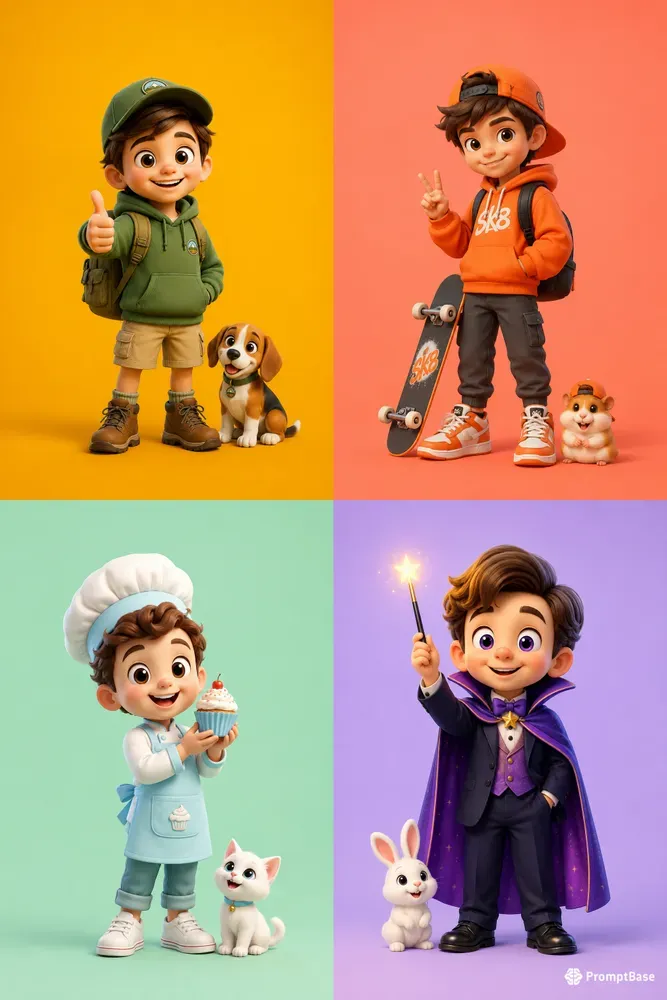 Cute 3D Cartoon Character Posters