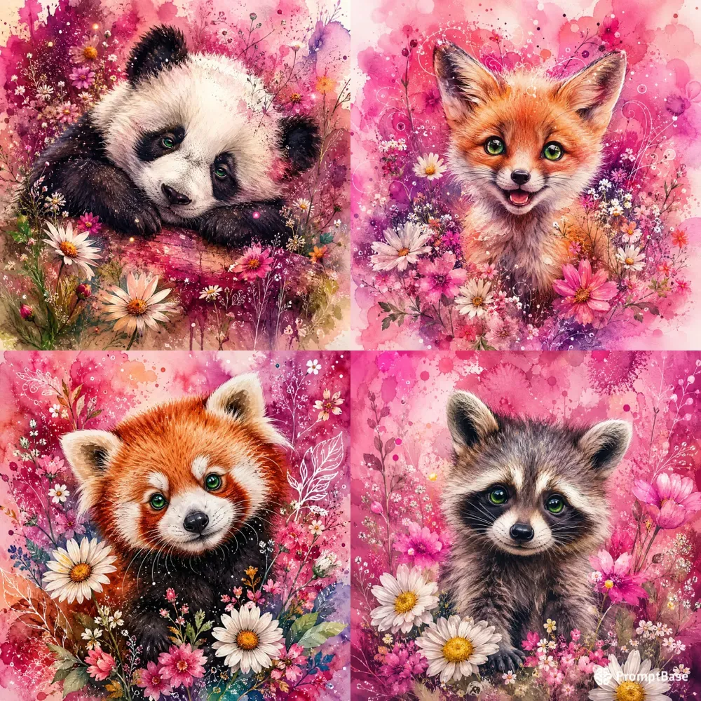 Fantasy Watercolor Animal Portraits