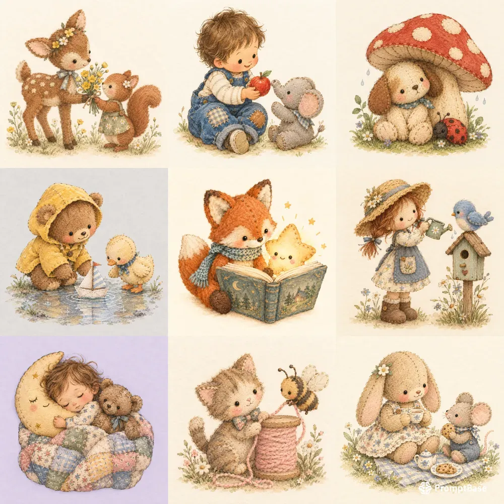 Vintage Felted Storybook Friends