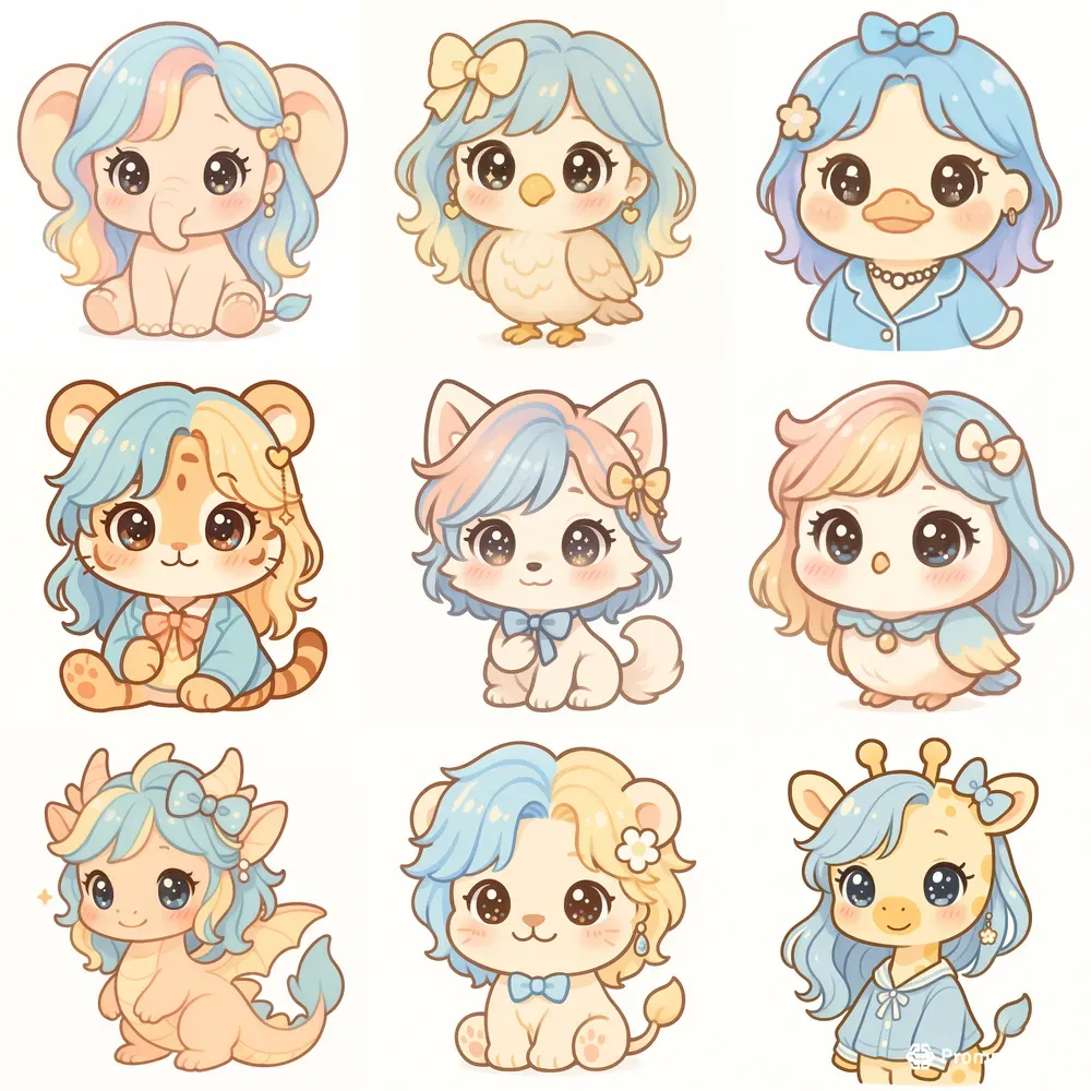 Kpop Kawaii Idol Characters Pastel