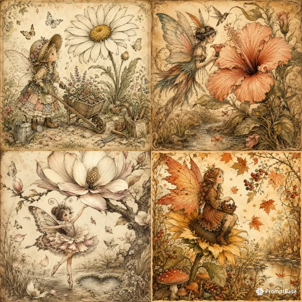 Whimsical Sunflower Garden Fairies
