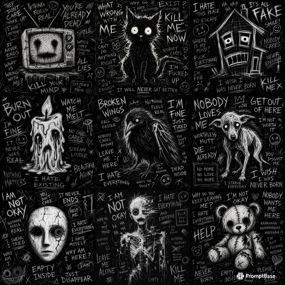 Dark Scribble Catcore Aesthetics