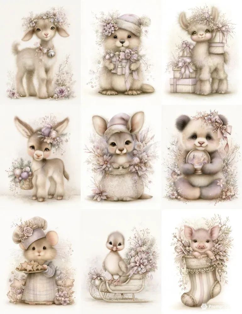 Watercolor Christmas Character Cliparts
