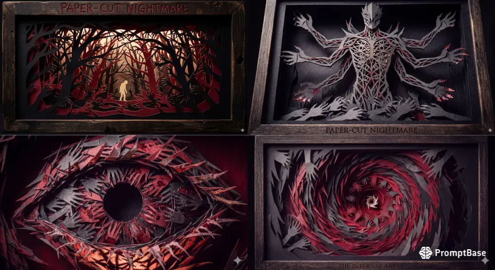 3d Papercut Nightmare Diorama Art