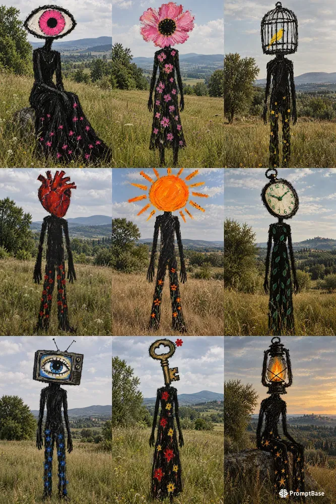 Primitive Figure Surreal Mixed Media Art
