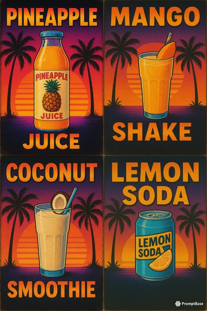Retro Tropical Drink Ad Posters
