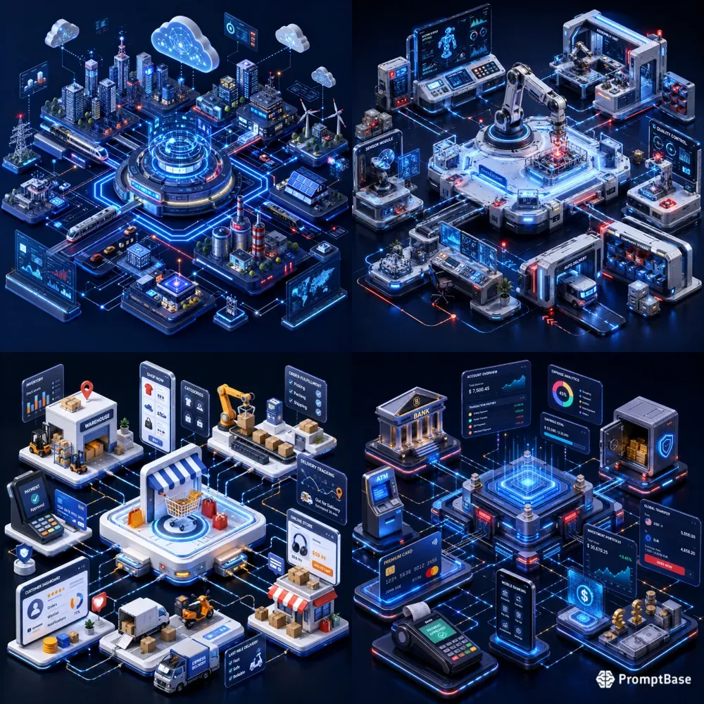 Isometric Digital Ecosystem Art
