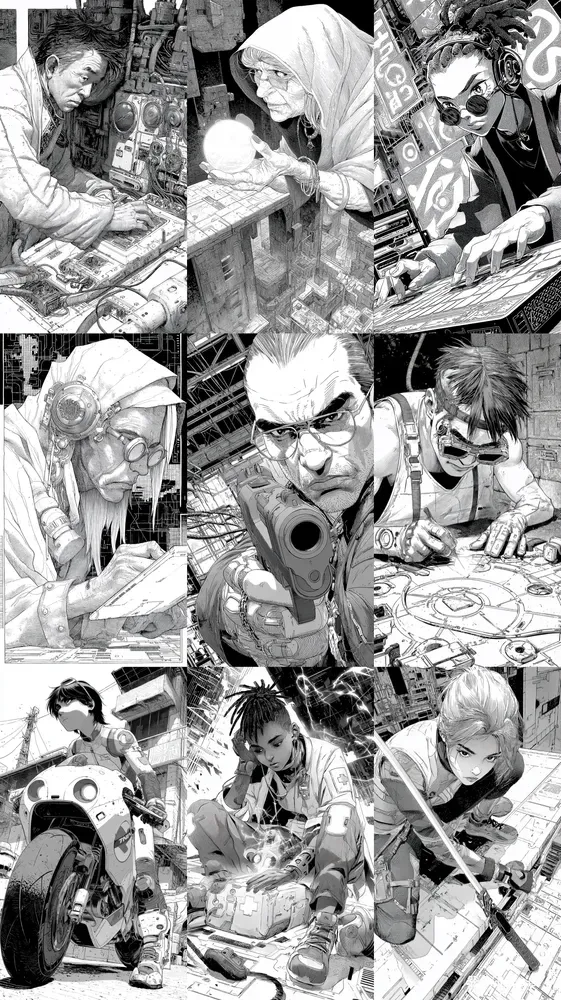 Gritty Cyberpunk Manga Portraits