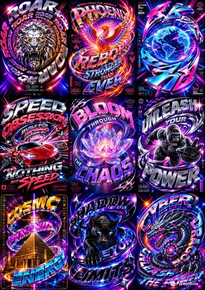 Kinetic Type Vortex Posters