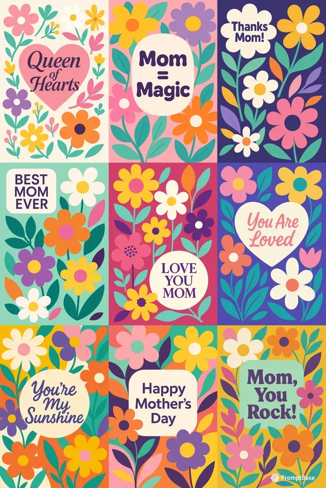 Mothers Day Modern Bloom Greetings Cards
