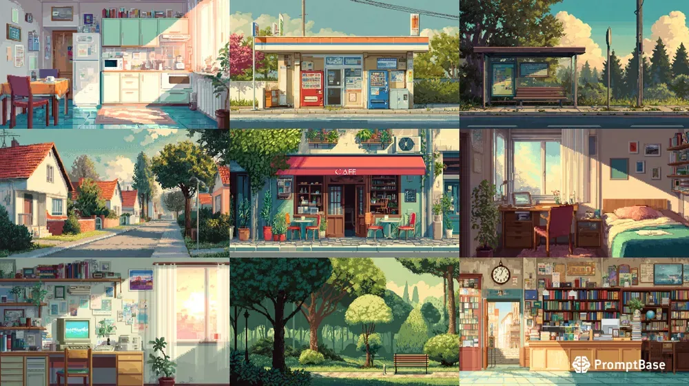 2D Retro Pixel Bg Morning Light