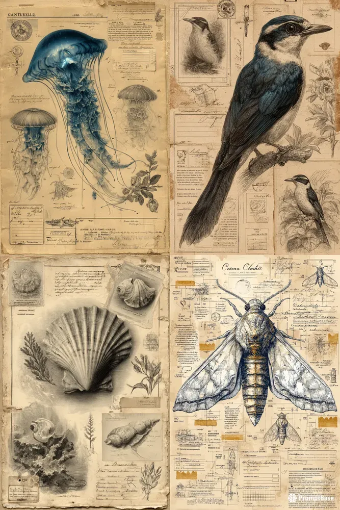 Vintage Field Guide Junk Journal Pages