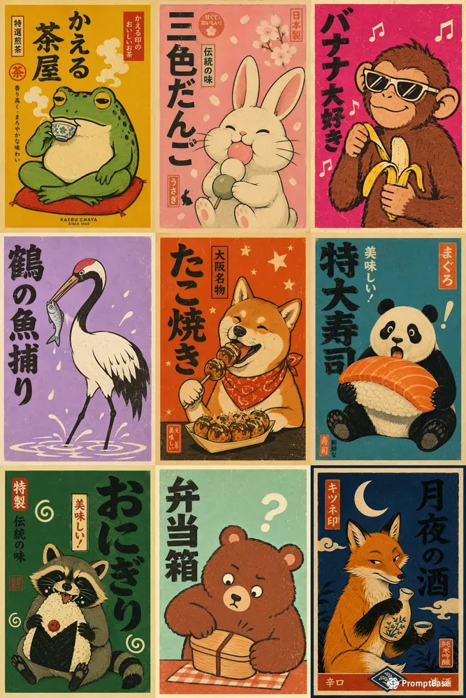 Vintage Japanese Matchbox Animal Posters
