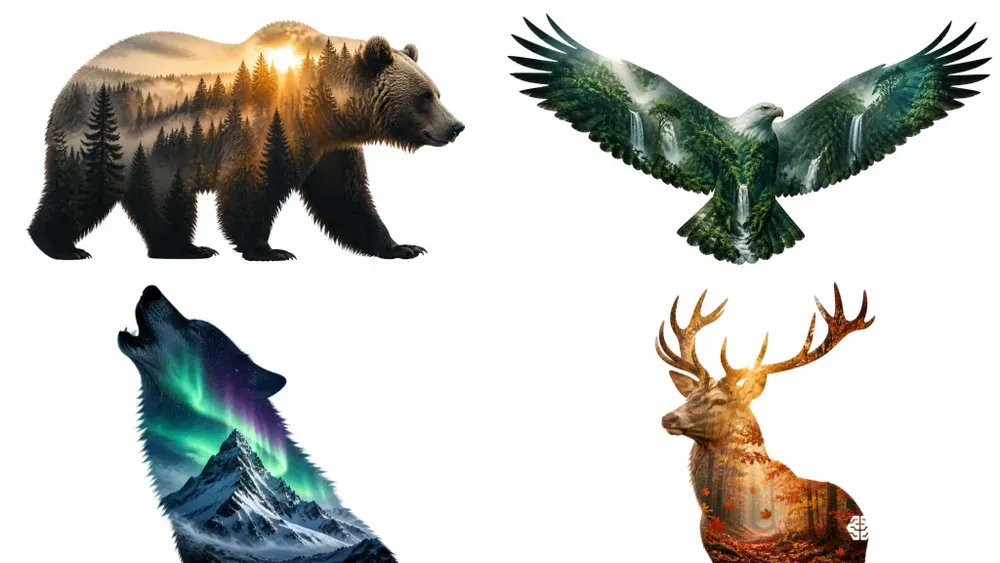 Cinematic Double Exposure Wildlife