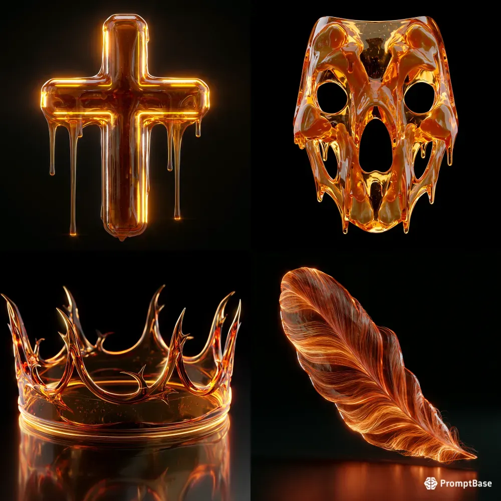 Neon Orange 3D Objects