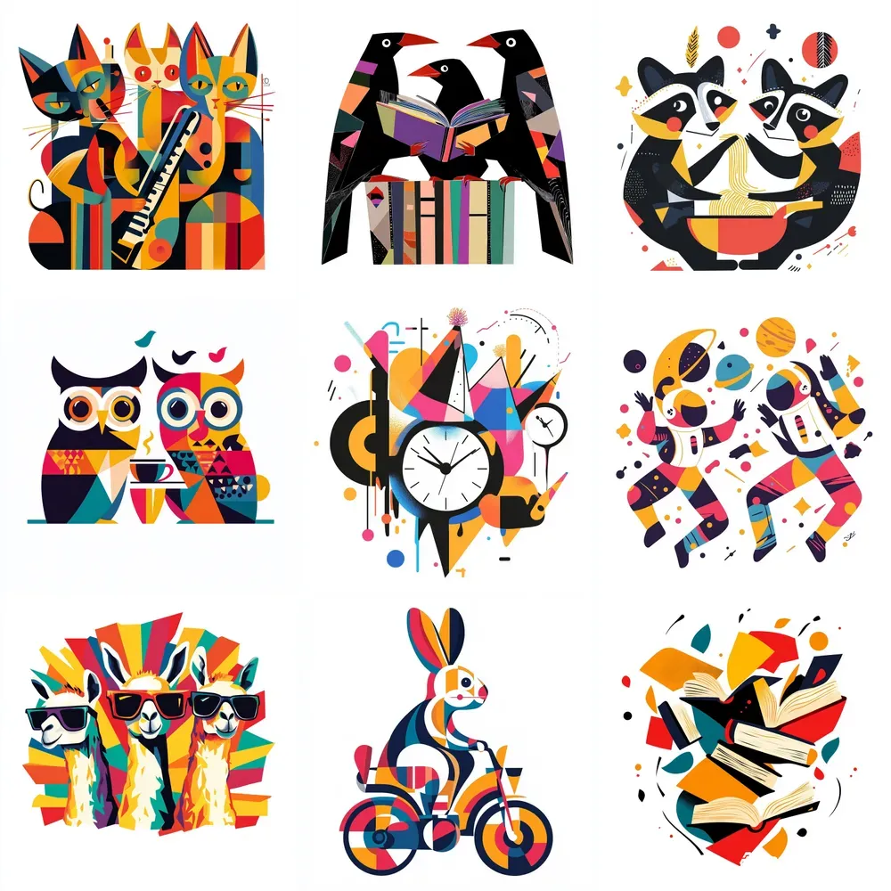 Cubist Tshirt Prints Whimsic