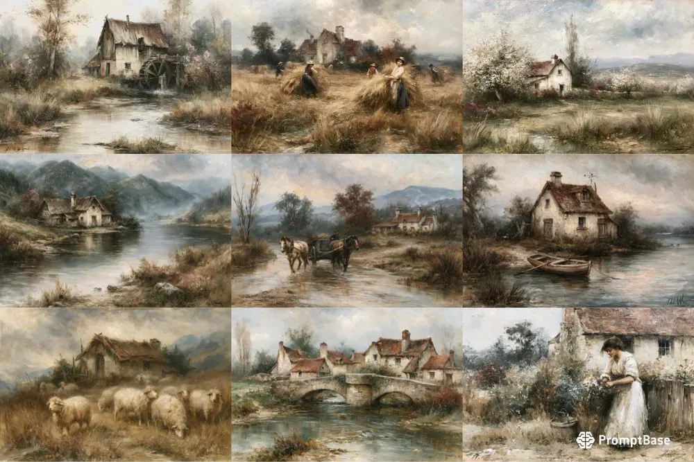Masterful Countryside Oil Paintings