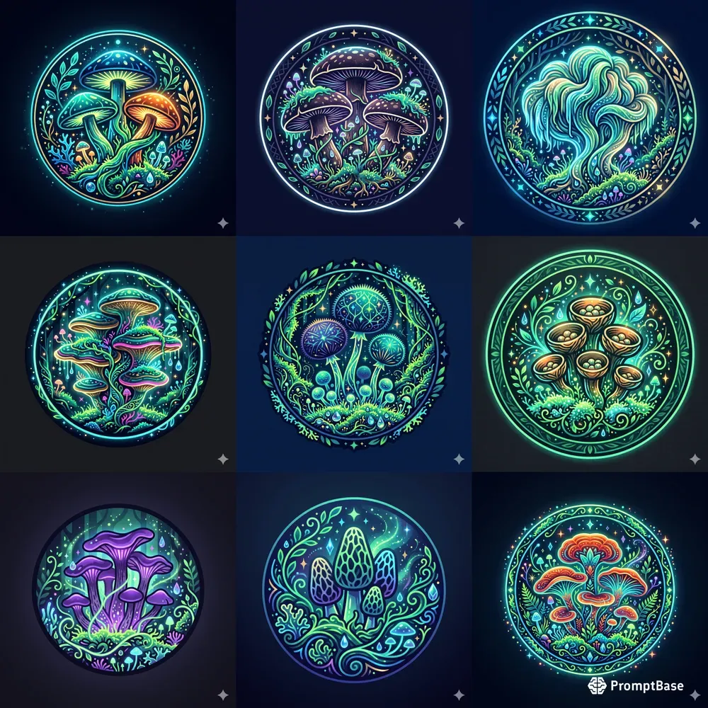 Modern Neon Mushrooms