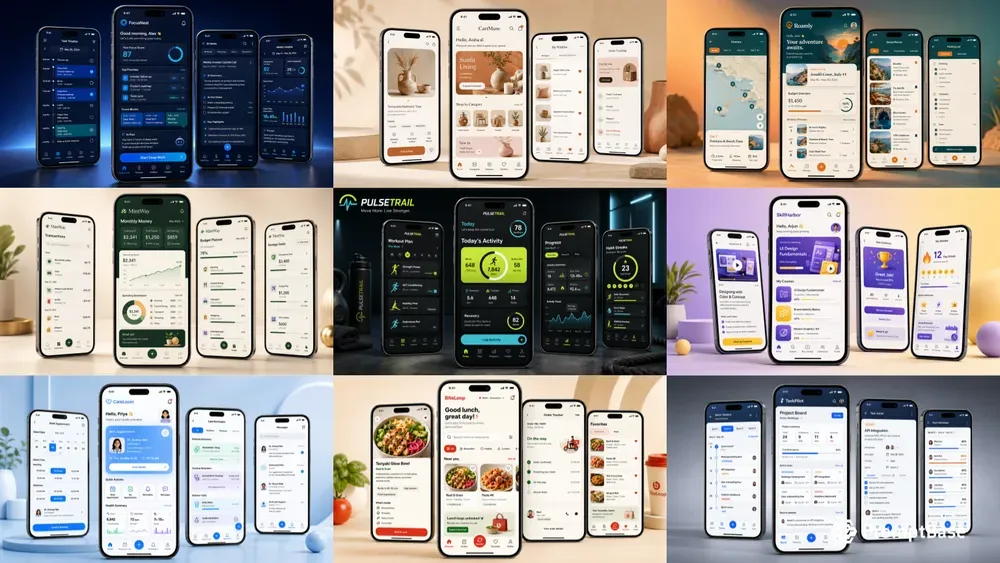 3D Mobile App UI Showcase Generator
