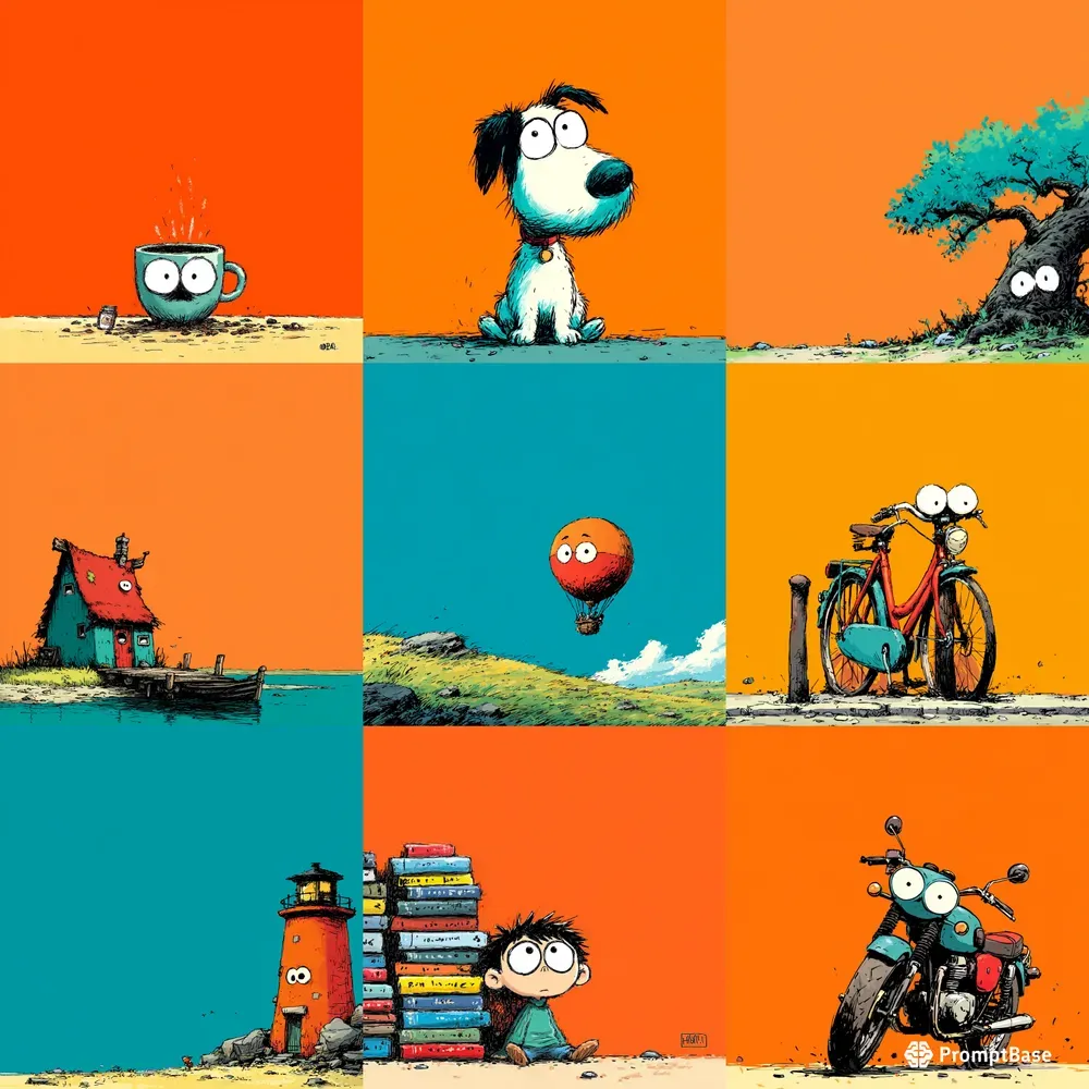 Whimsical Ink Cartoon Storybook Doodles