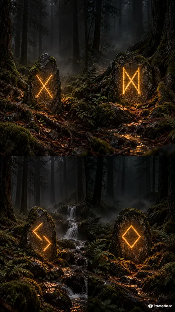 Glowing Forest Rune Wallpapers