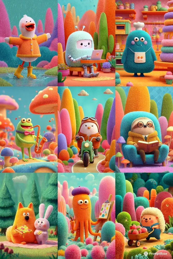Cute Fuzzy World 3D Characters