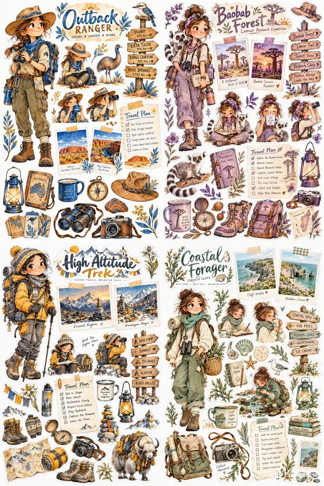 Whimsical Watercolor Planner Sticker Sets