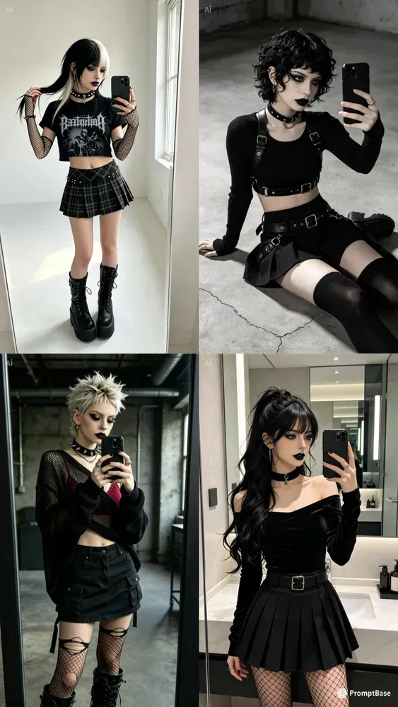 Goth Mirror Selfie Portraits