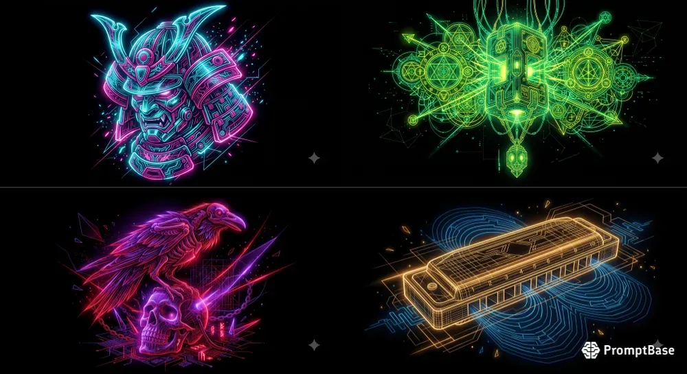 Cyberpunk Neon Vector Art