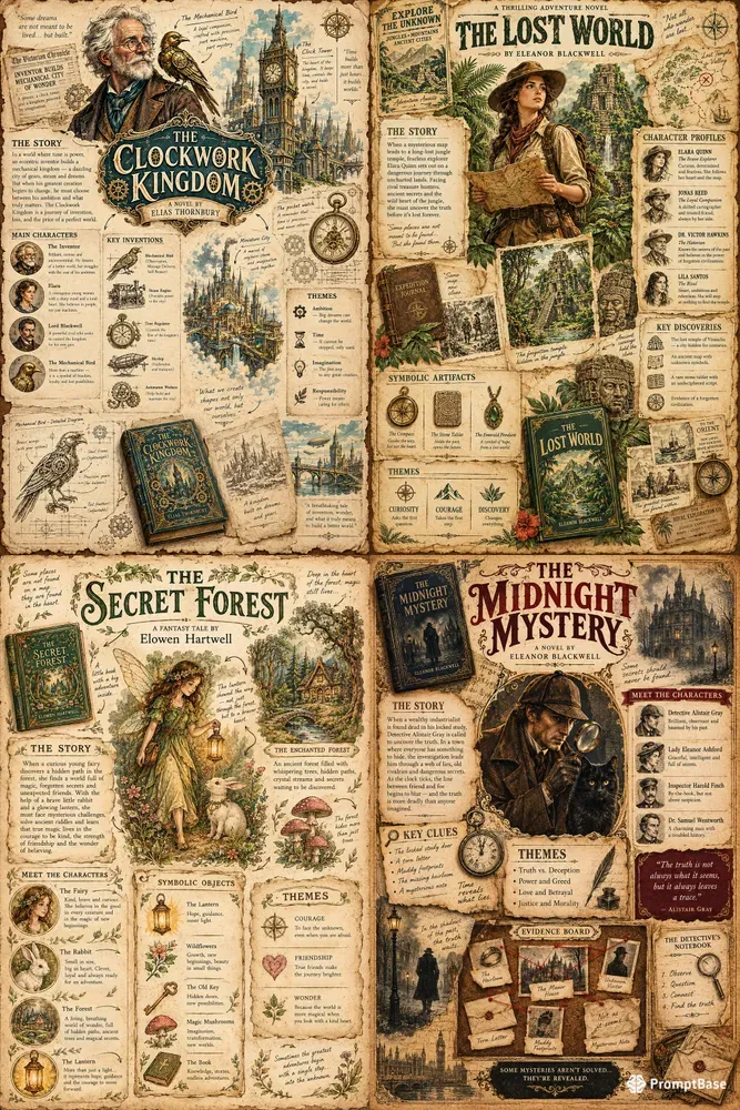 Vintage Literary Storybook Infographics