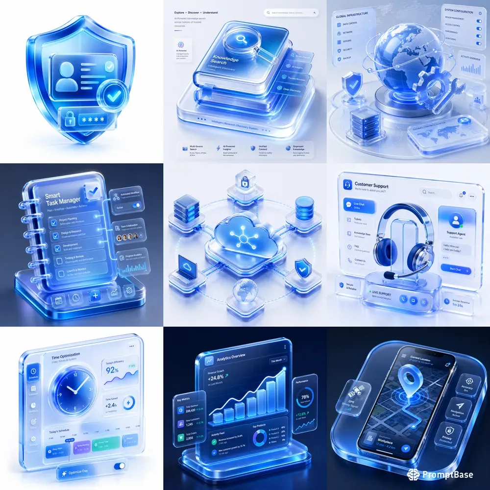 Premium Blue Glass UI Icons Sets