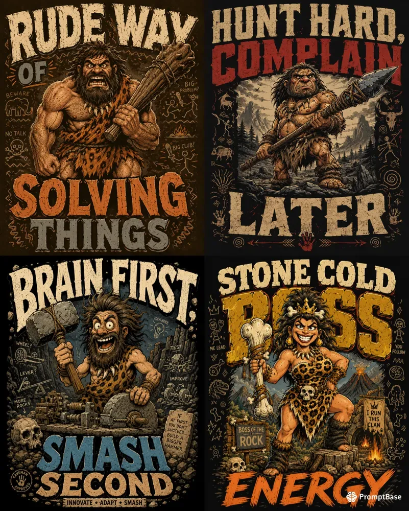 Savage Stone Age Vintage Tee Designs