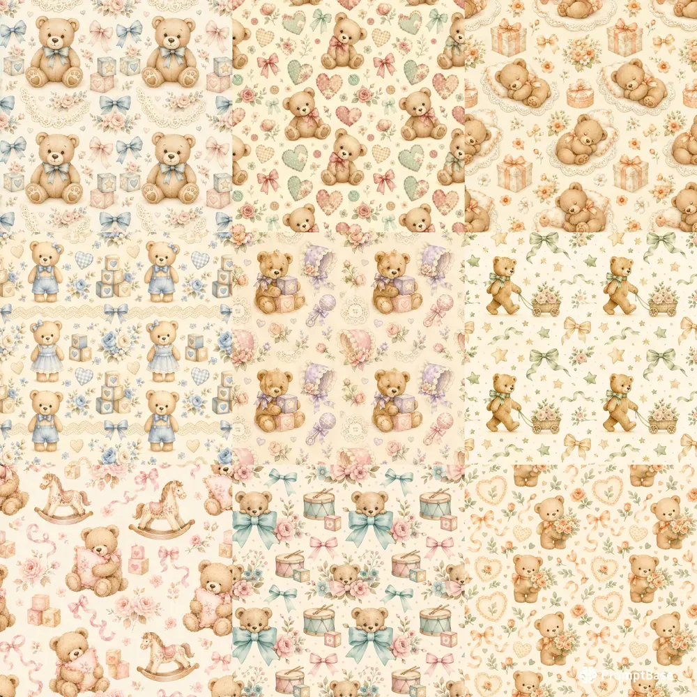 Vintage Teddy Bear Baby Shower Patterns