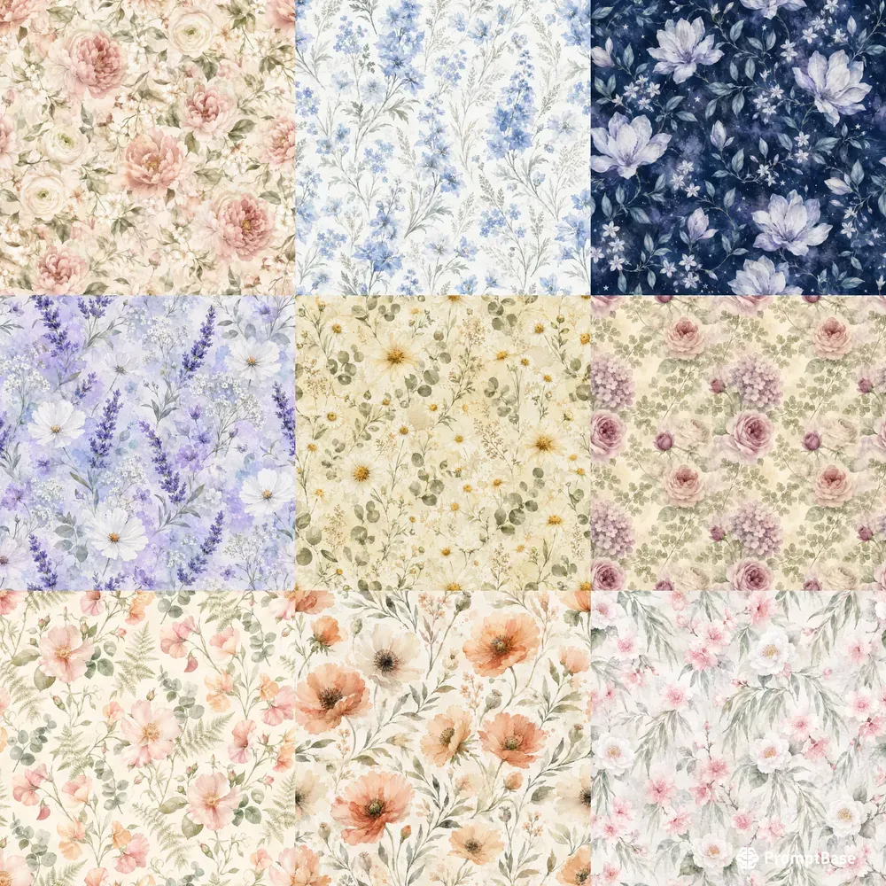Romantic Florals Seamless Patterns